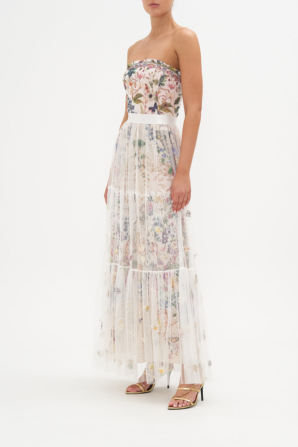 WAISTBAND RUFFLE HEM SKIRT QUEENS BEE HIVE