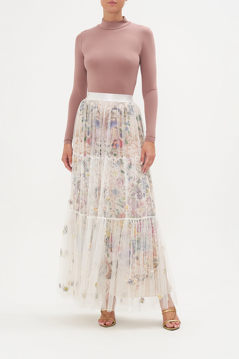 WAISTBAND RUFFLE HEM SKIRT QUEENS BEE HIVE