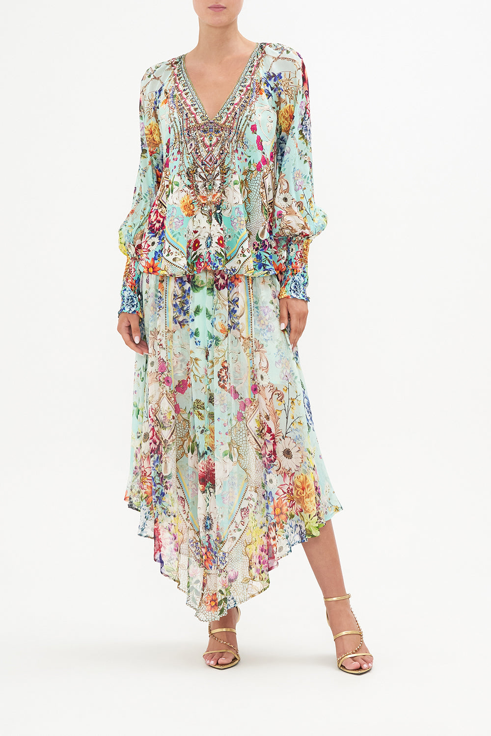 SHIRRED CUFF BLOUSE HONEY HONEY