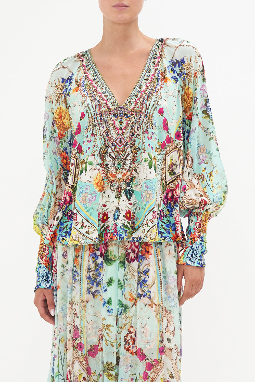 SHIRRED CUFF BLOUSE HONEY HONEY