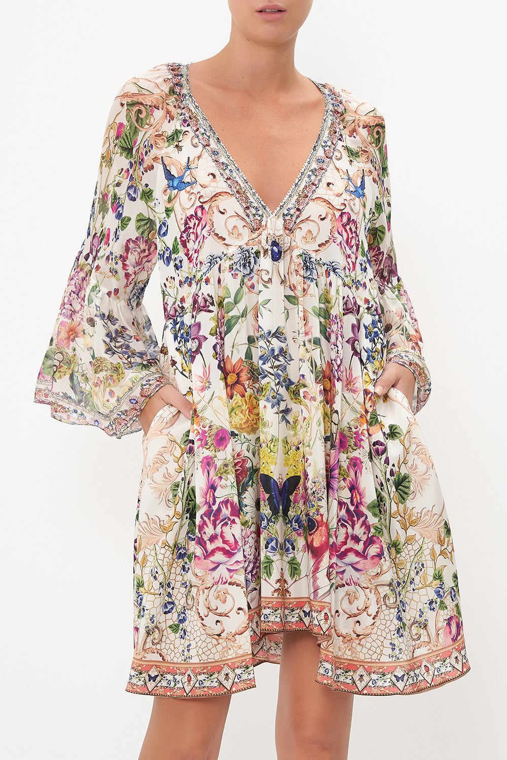 A-LINE RUFFLE SLEEVE DRESS QUEENS BEE HIVE