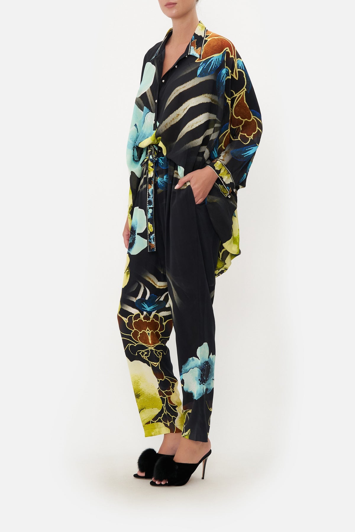 BUTTON UP TOP WITH DRAPED BACK POPPY DIVINE