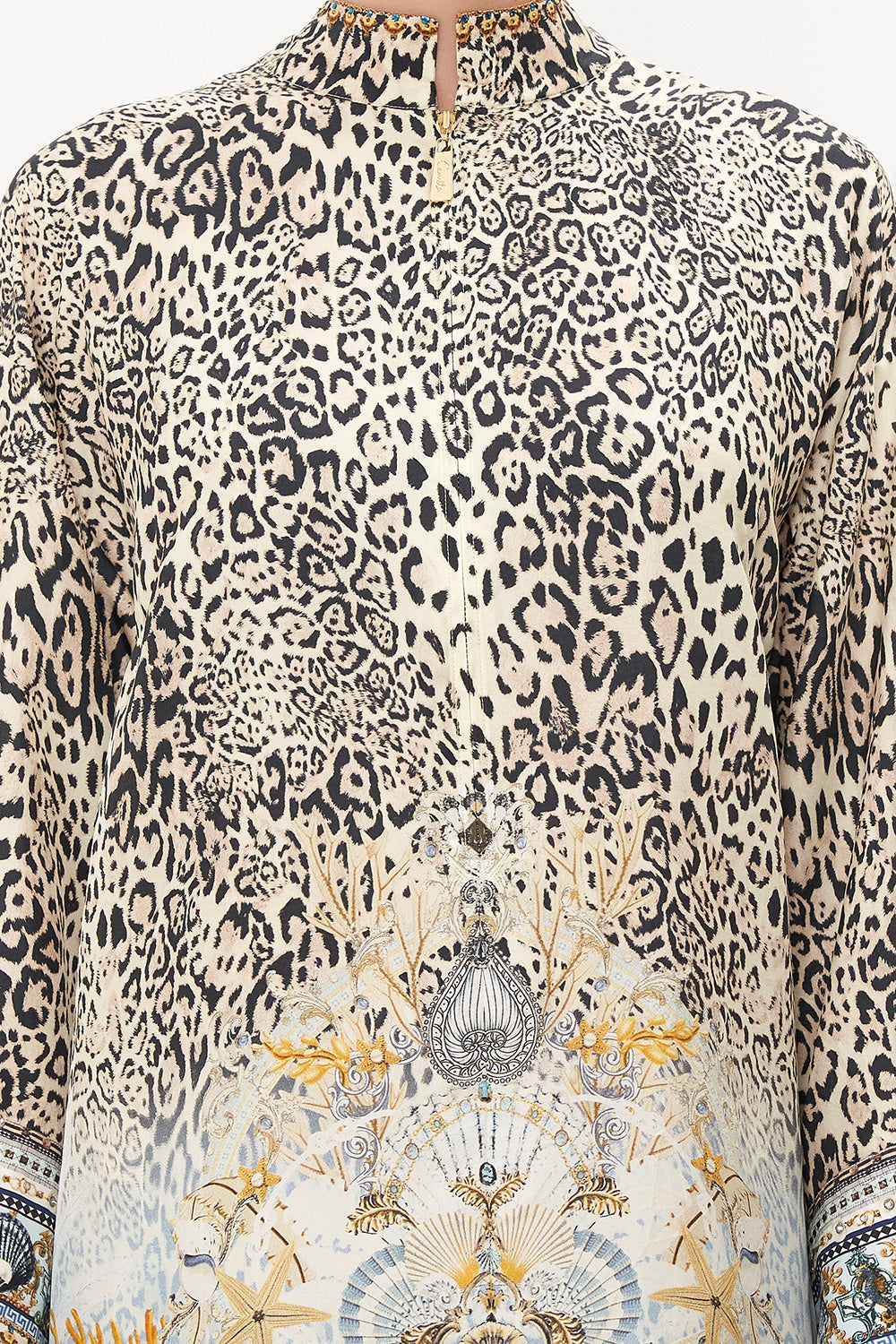 ZIP FRONT SHIRT DRESS SEAHORSE SONNET