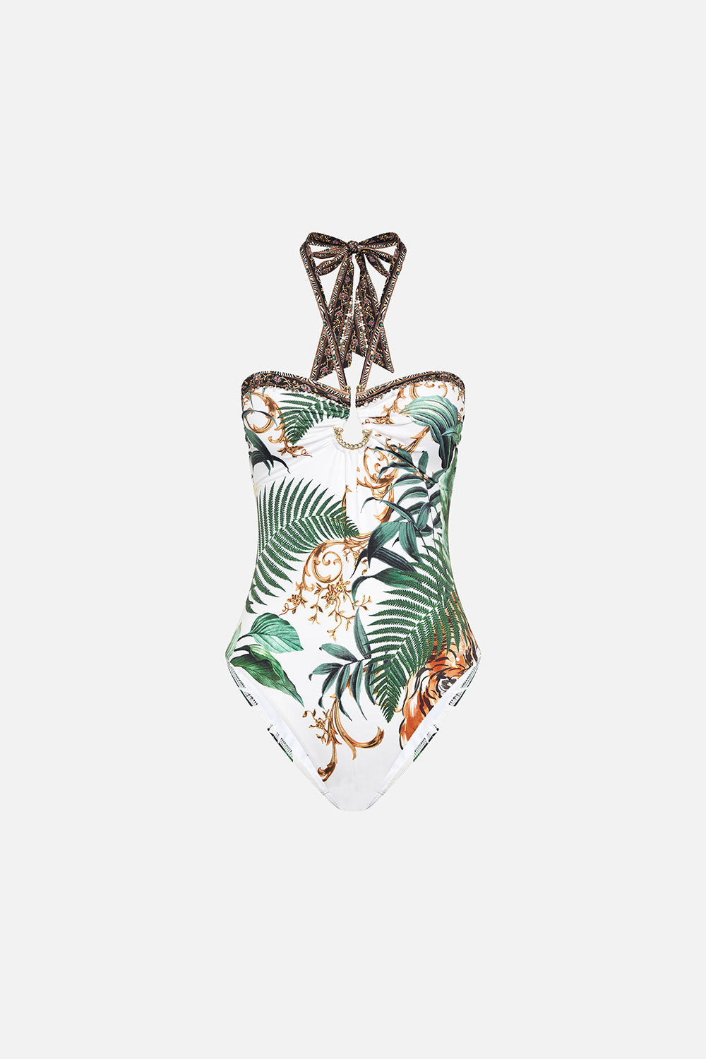 BANDEAU ONE PIECE WITH RING TRIM TIGER TRAP