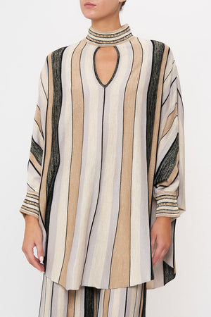 KNITTED KAFTAN WITH NECK BAND FOR THE LOVE OF LEO