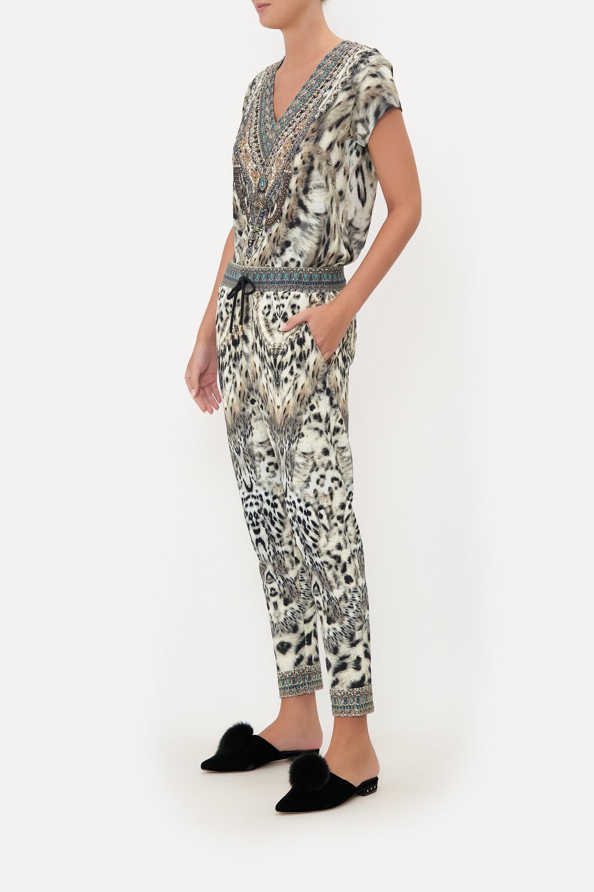 RIB WAIST RELAXED PANT SNOW WHISPERS LOUNGE