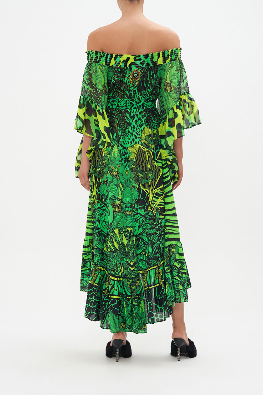 HIGH LOW HEM OFF SHOULDER DRESS GORILLA GROOVE