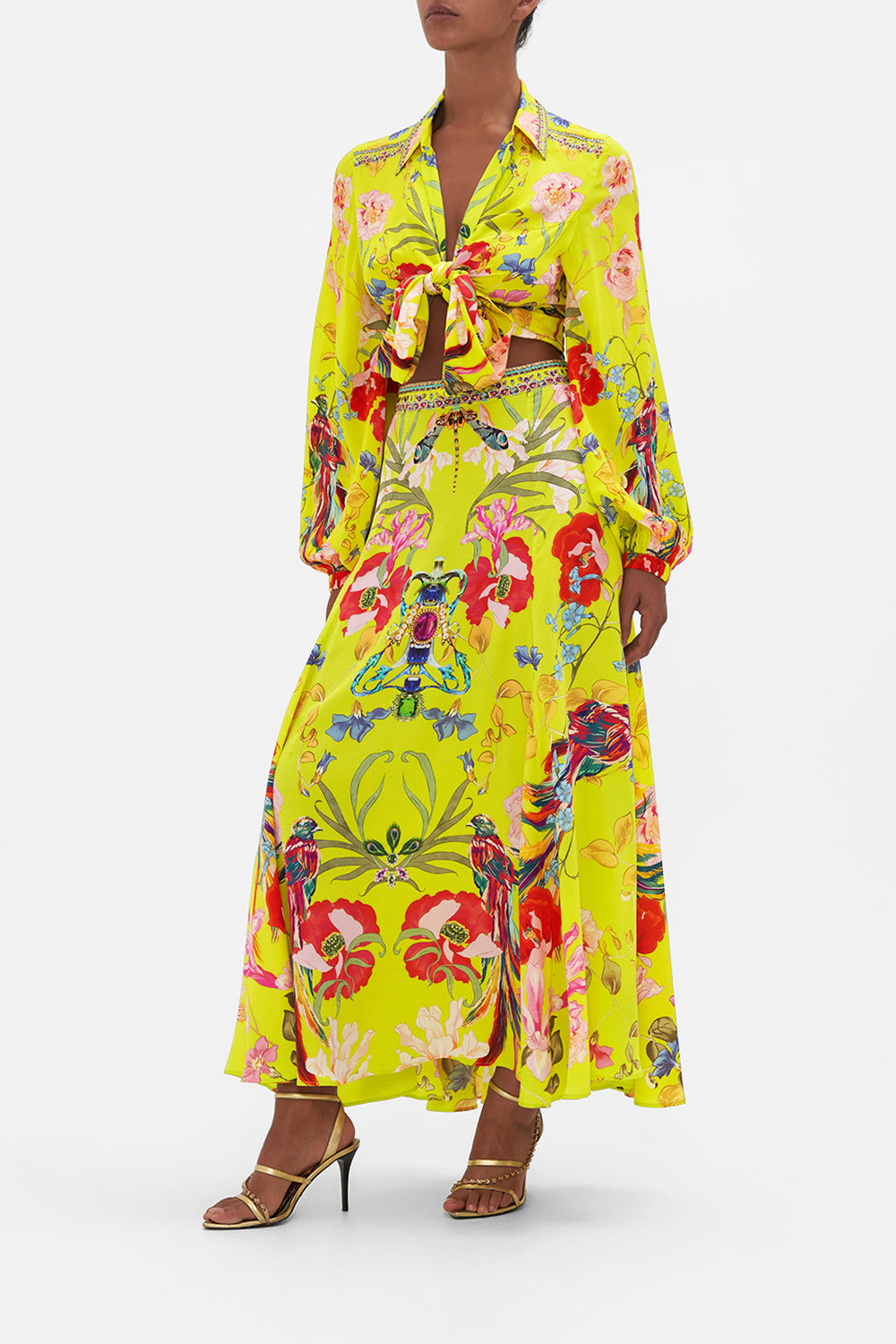 Panelled Flared Long Skirt, Peacock Proud | CAMILLA US – CAMILLA