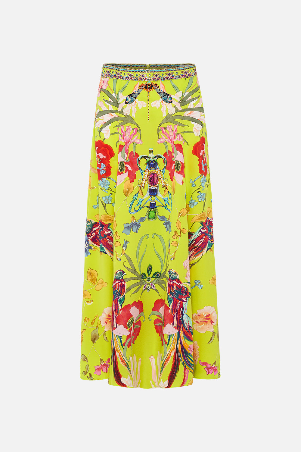 PANELLED FLARED LONG SKIRT PEACOCK PROUD