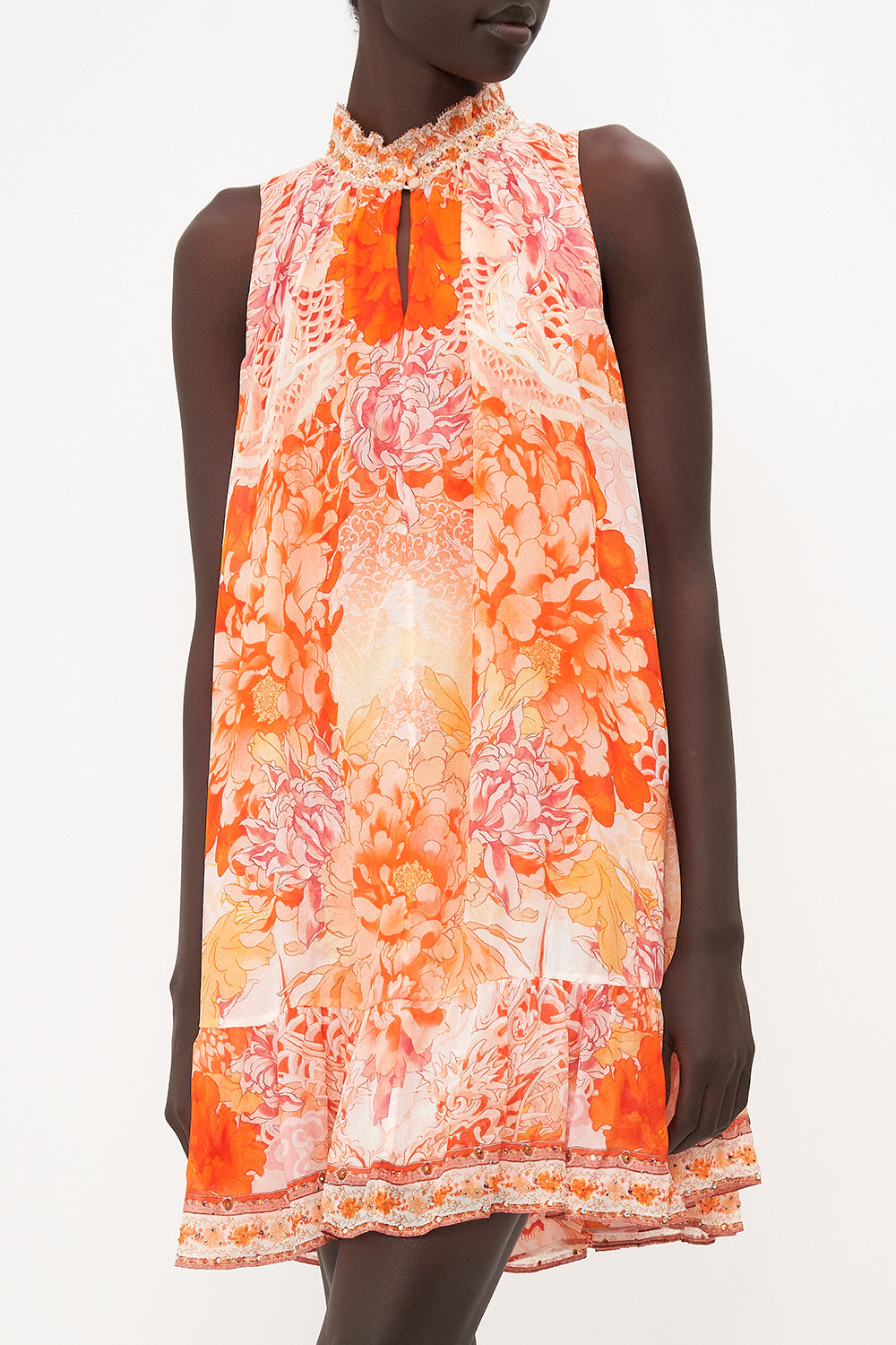 HIGH NECK RUFFLE DRESS DRAGON MOTHER