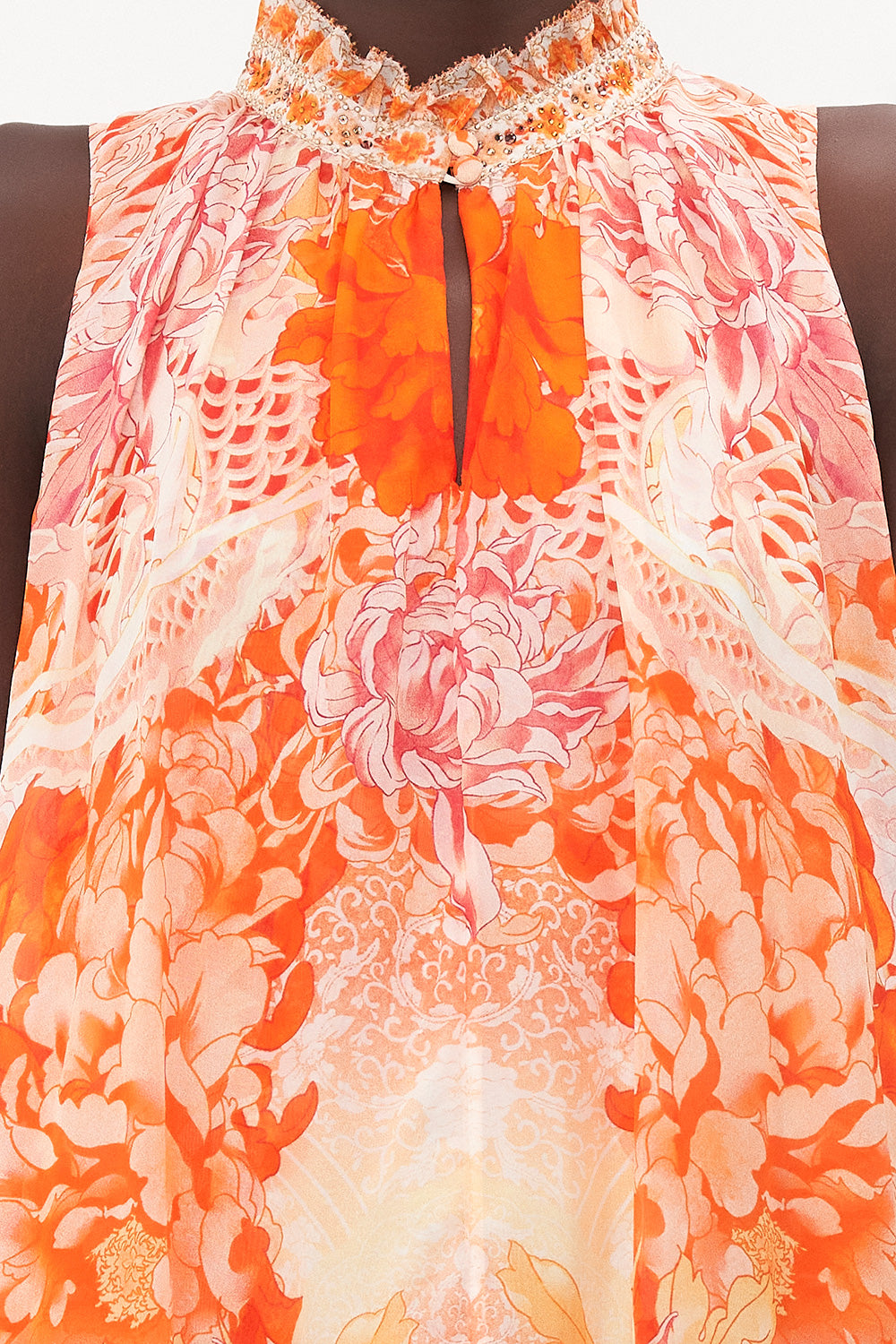 HIGH NECK RUFFLE DRESS DRAGON MOTHER