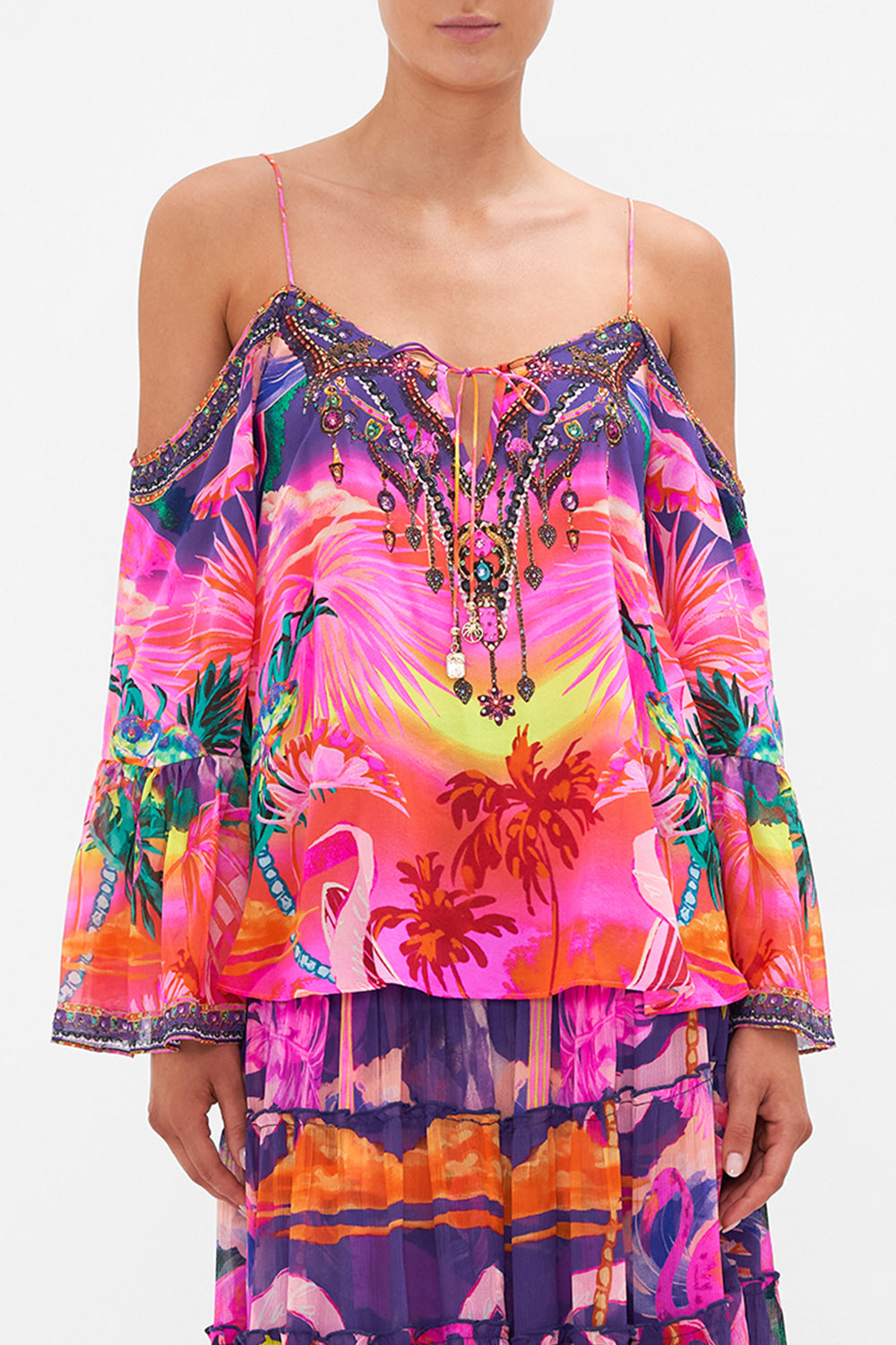 DROP SHOULDER TOP FLIGHT OF THE FLAMINGO