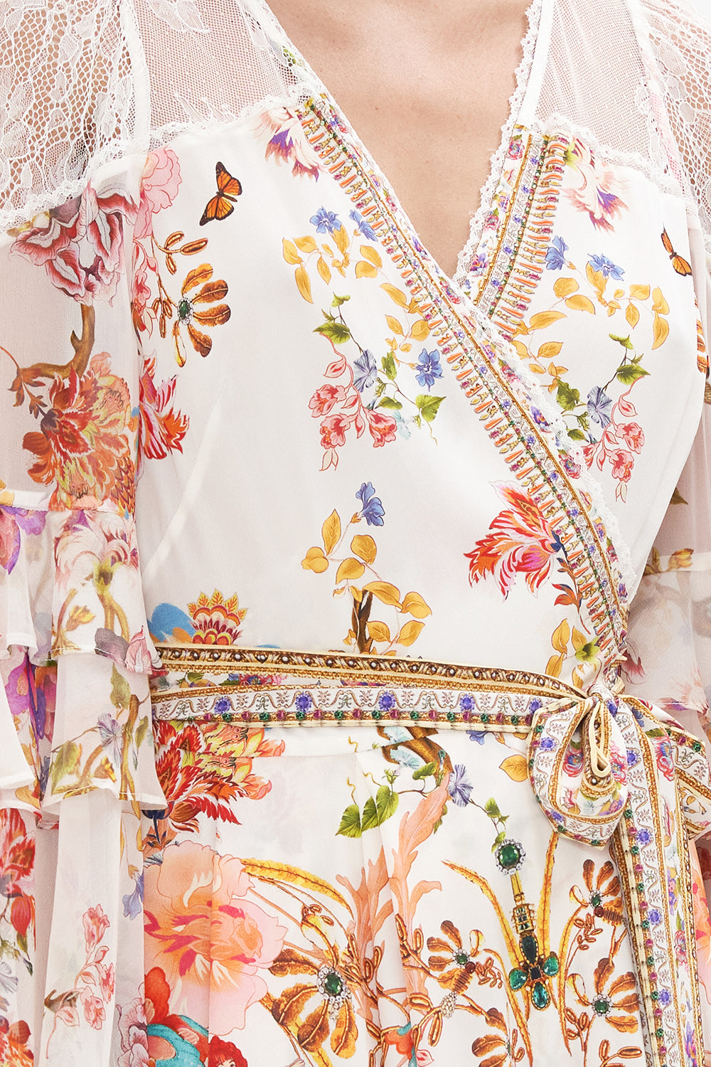 WRAP DRESS WITH RUFFLE SLEEVE SPIDER GIRL