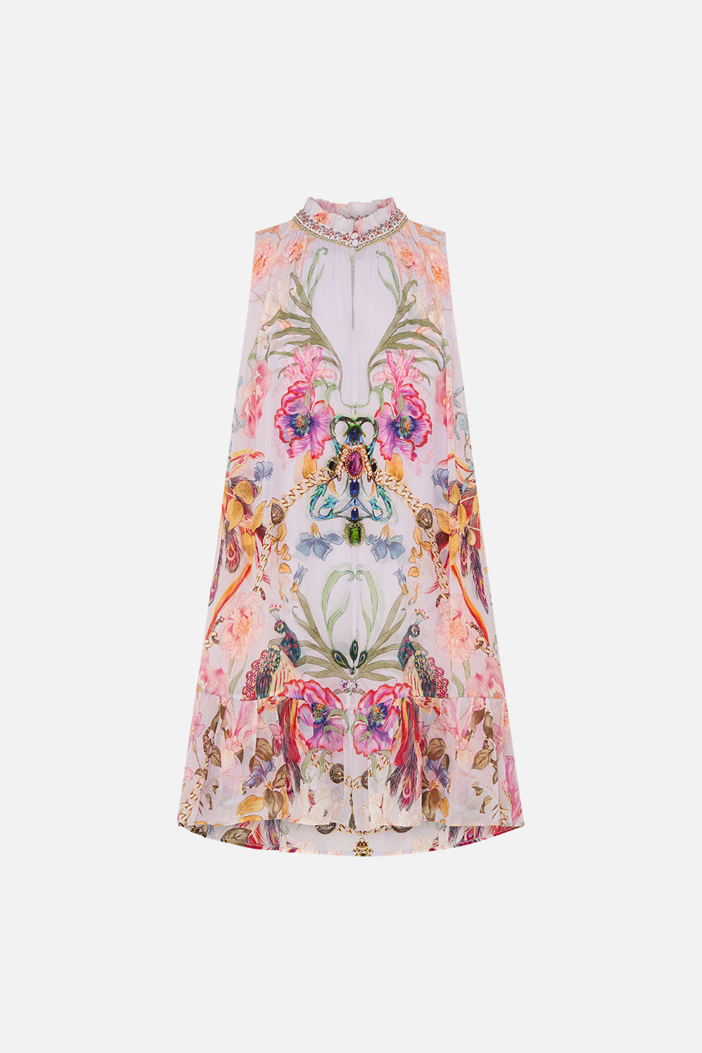 HIGH NECK RUFFLE DRESS NATURES KALEIDOSCOPE