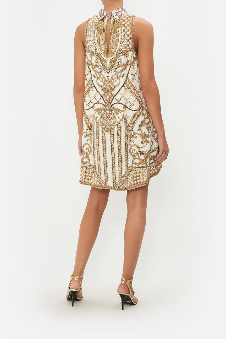 HIGH COLLAR SHIFT DRESS FLUTTER BY