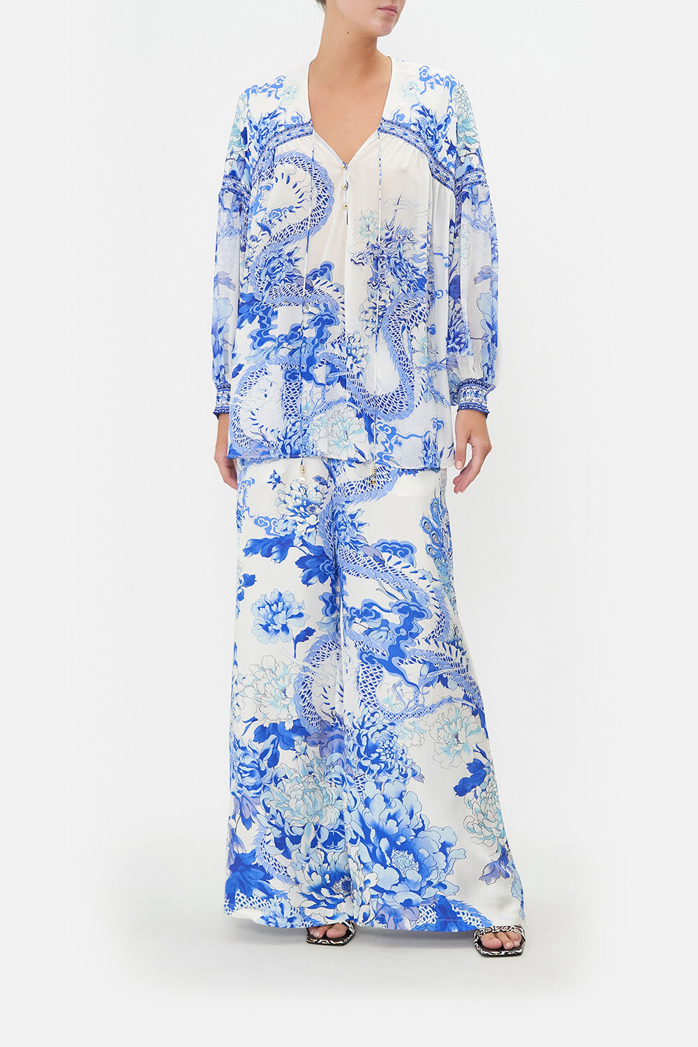 BLOUSON BLOUSE WITH NECK TIE HEART OF A DRAGON