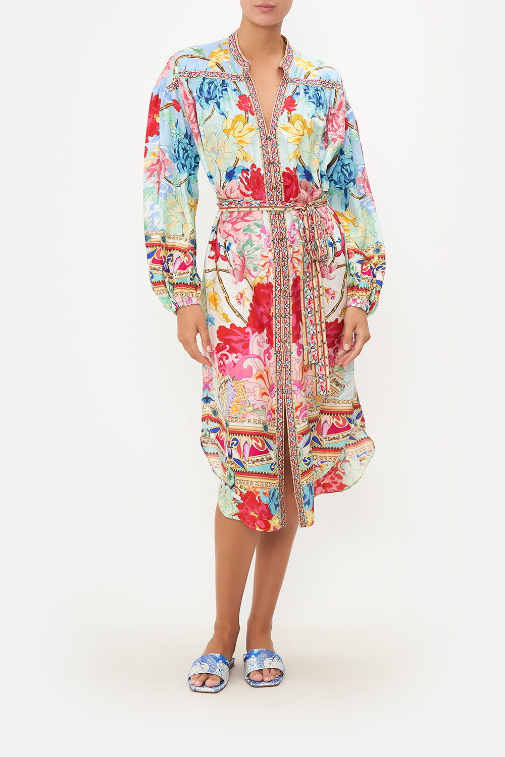 BLOUSON SLEEVE MIDI DRESS GO STAG