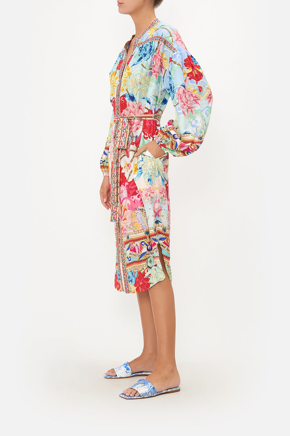 BLOUSON SLEEVE MIDI DRESS GO STAG