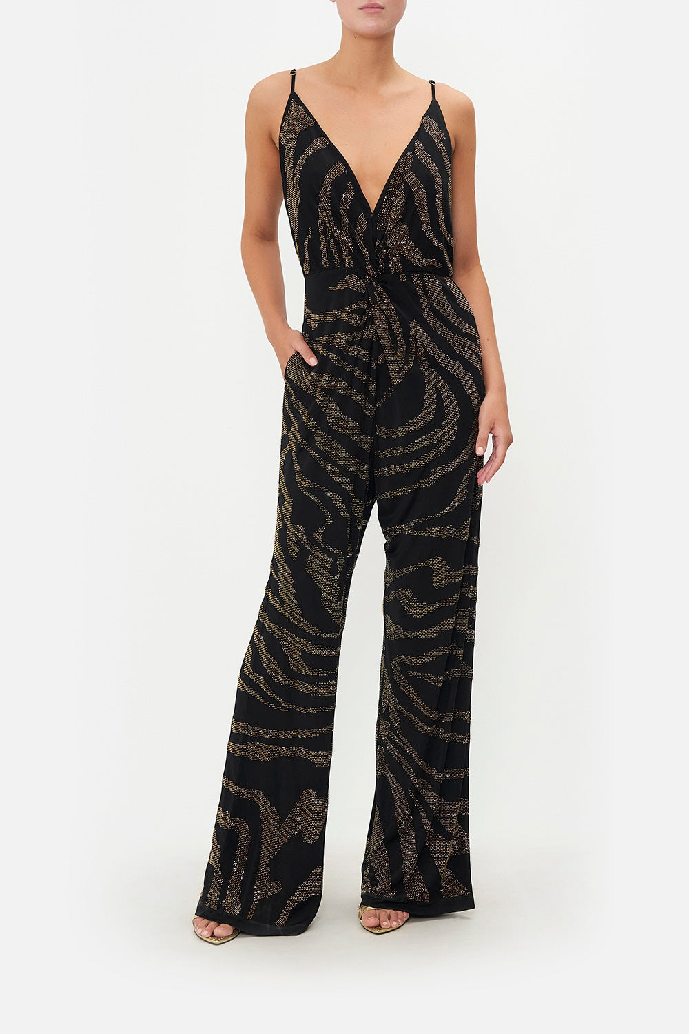 TWIST FRONT JERSEY JUMPSUIT TAME MY TIGER