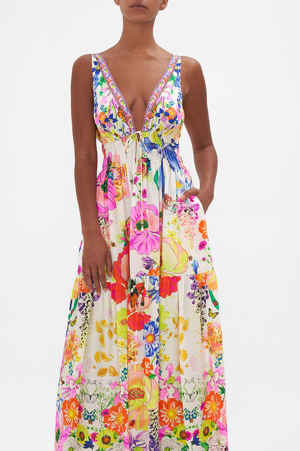 SHIRRED WAIST DETAIL LONG DRESS FAIRY GANG