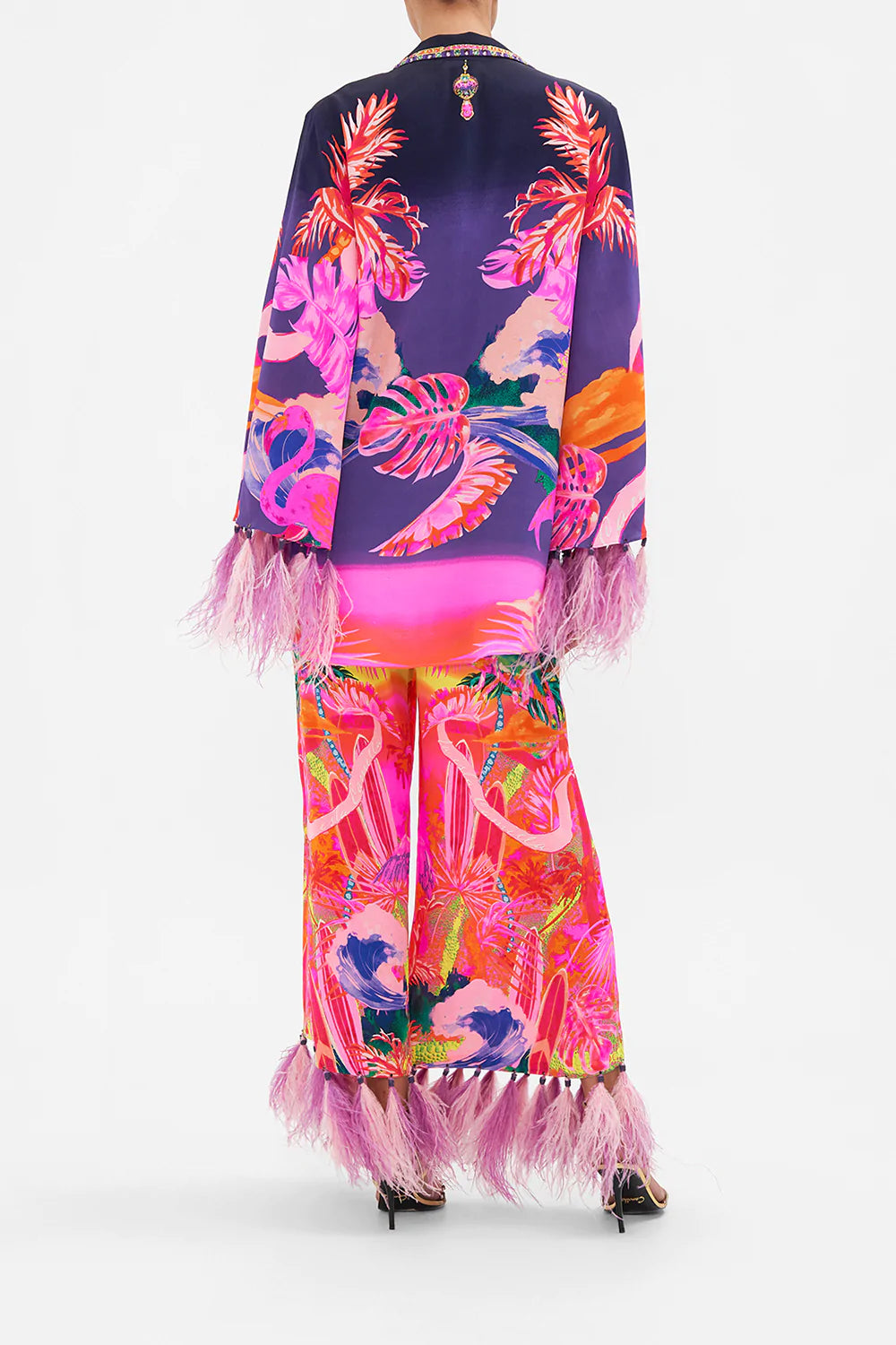 FLARED SLEEVE DOUBLE BREASTED JACKET FLIGHT OF THE FLAMINGO