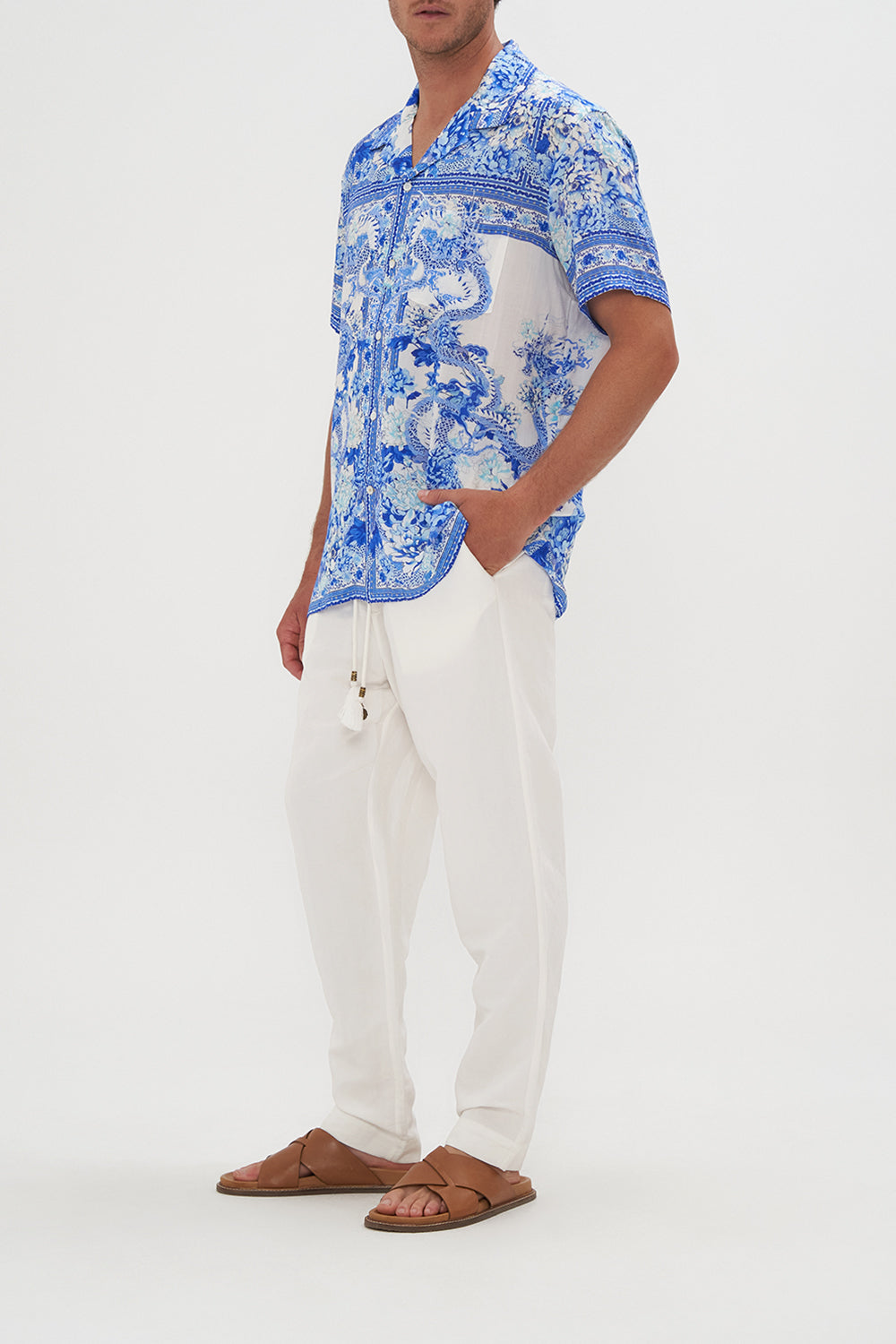 SHORT SLEEVE CAMP COLLARED SHIRT HEART OF A DRAGON