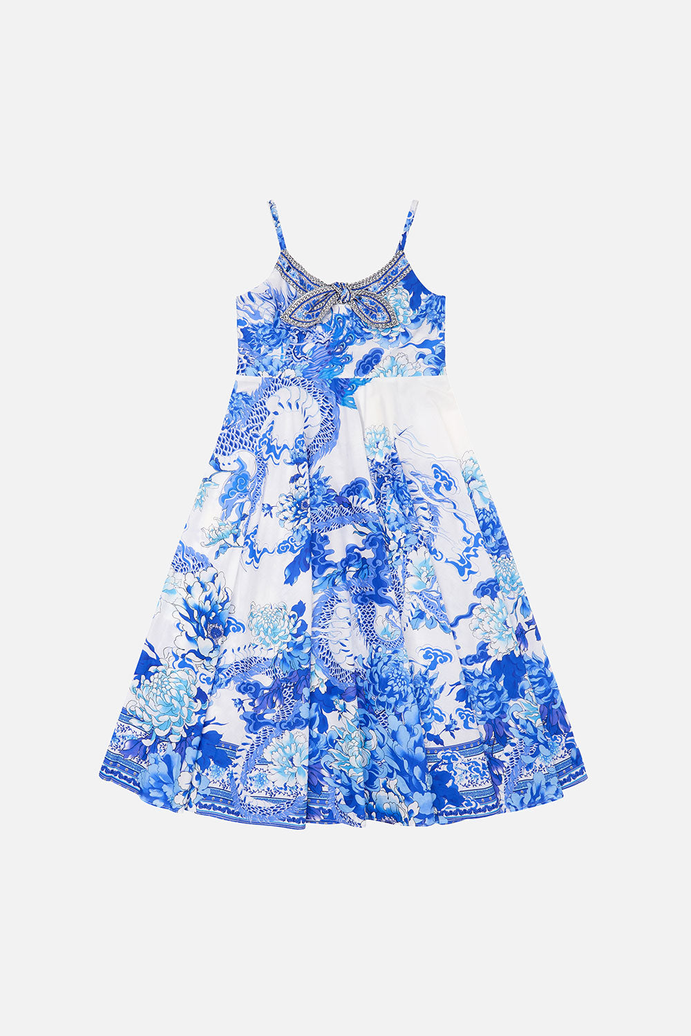 KIDS TIE FRONT MAXI DRESS 12-14 HEART OF A DRAGON