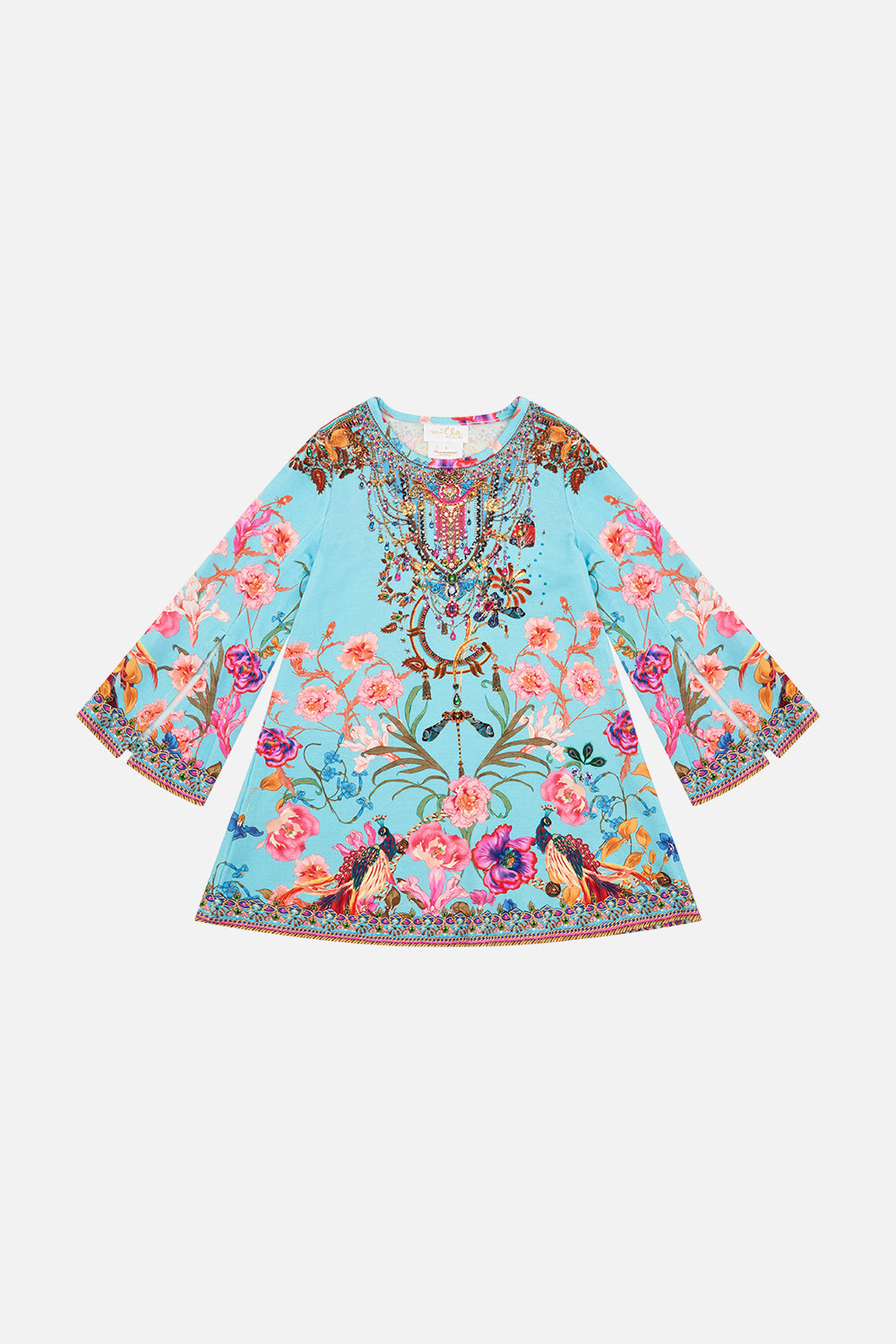 KIDS FLARE SLEEVE JERSEY DRESS 4-10 NATURES KALEIDOSCOPE