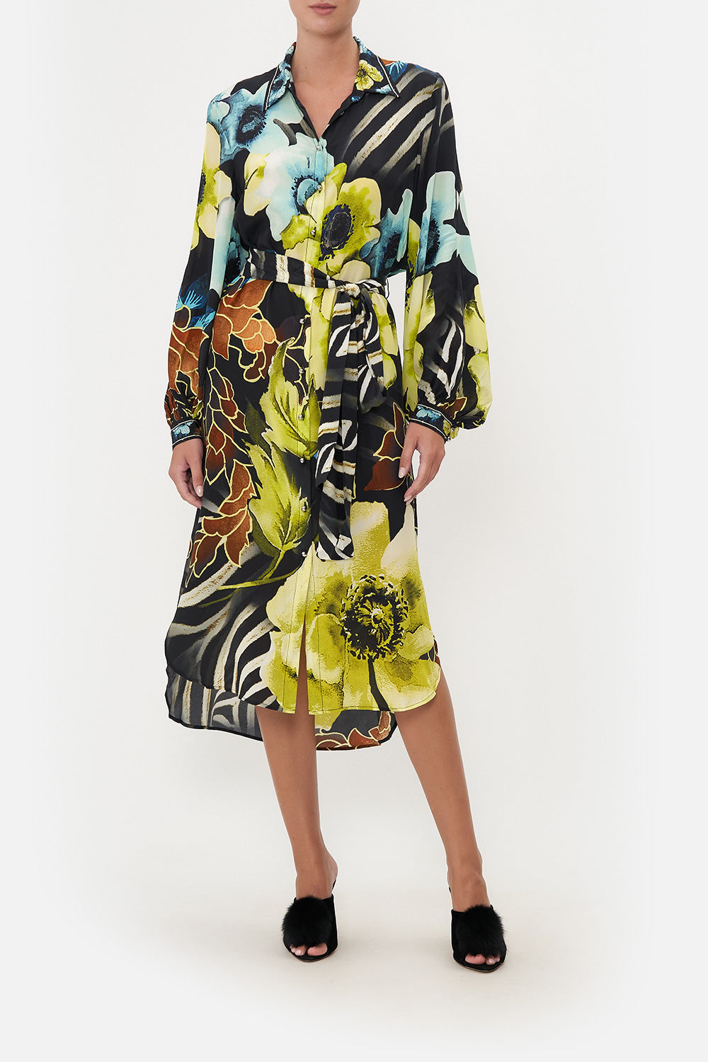 HIGH LOW MIDI SHIRT DRESS POPPY DIVINE