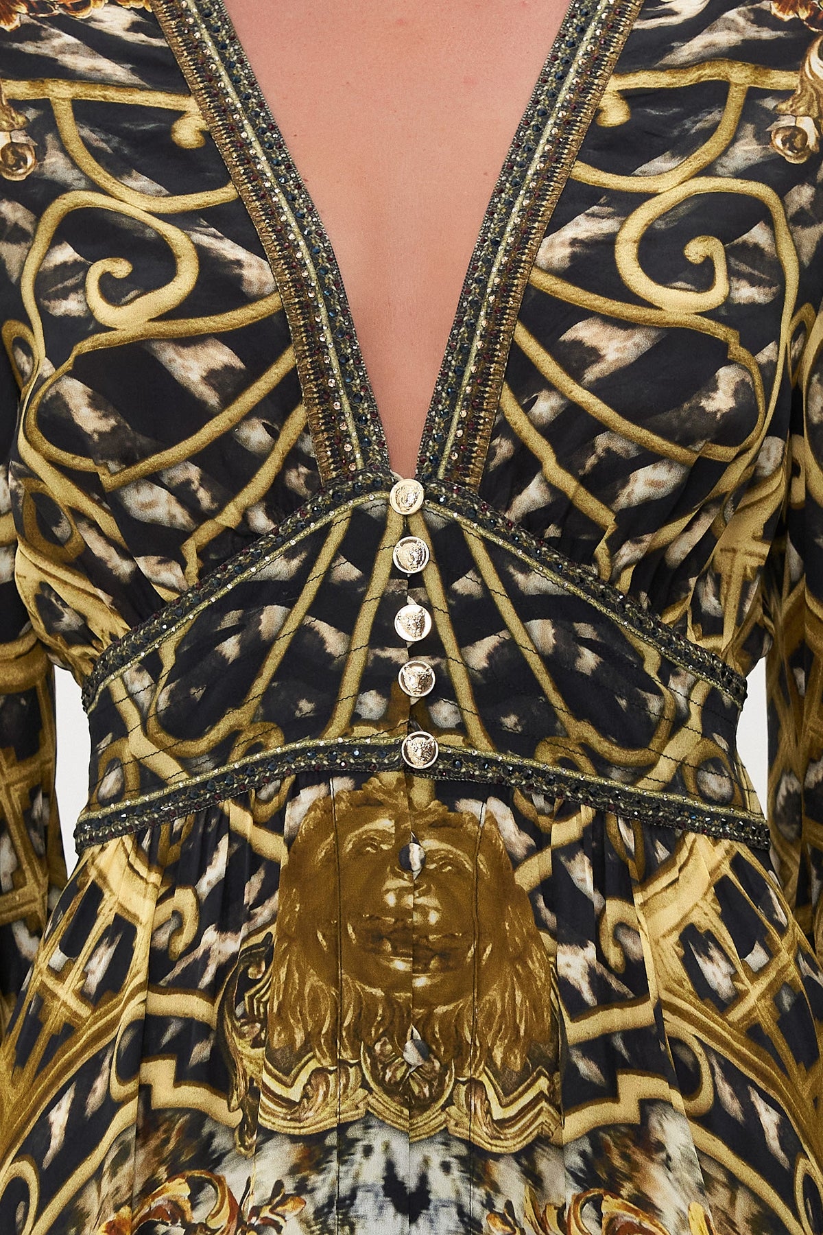 KIMONO SLEEVE DRESS WITH SHIRRING DETAIL ARMADA