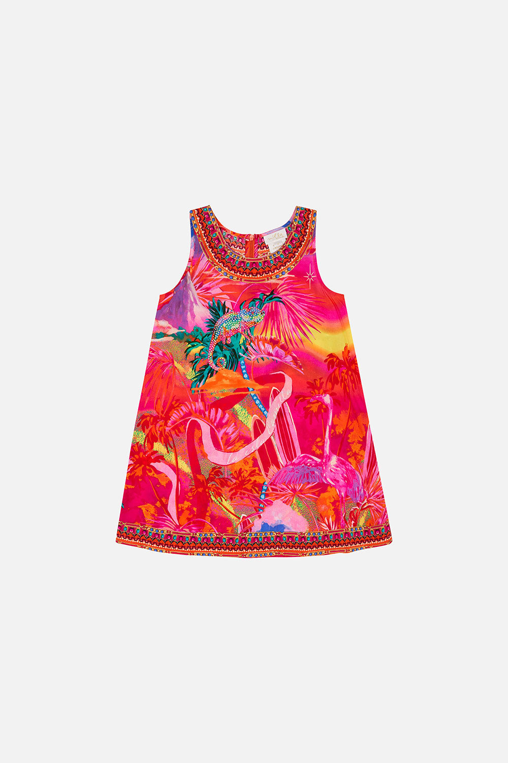 KIDS SHIFT DRESS 4-10 FLIGHT OF THE FLAMINGO