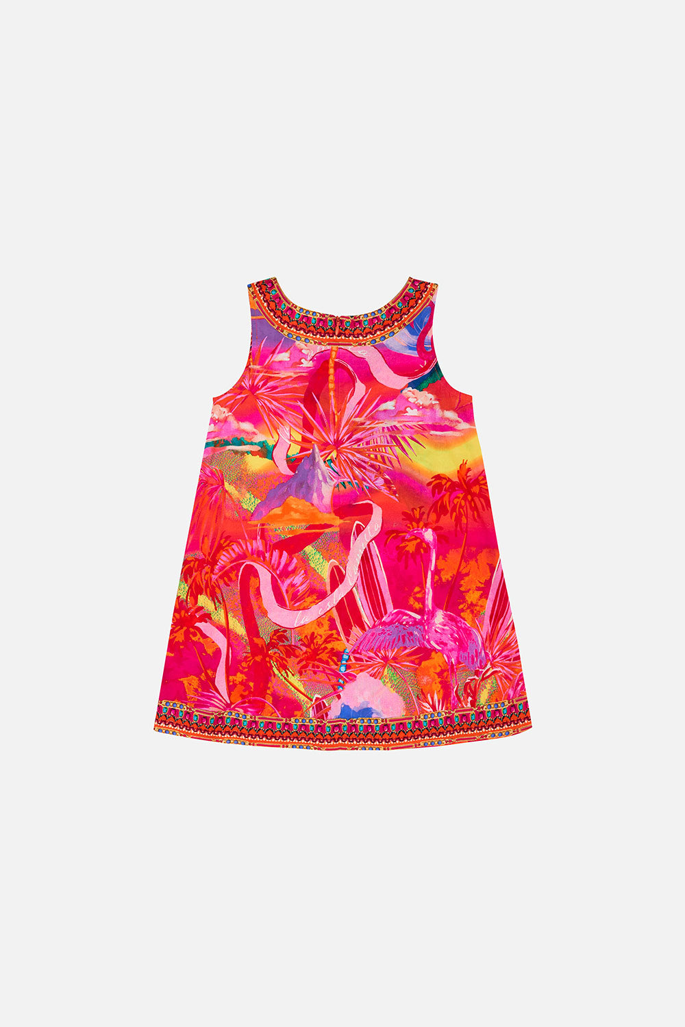 KIDS SHIFT DRESS 4-10 FLIGHT OF THE FLAMINGO