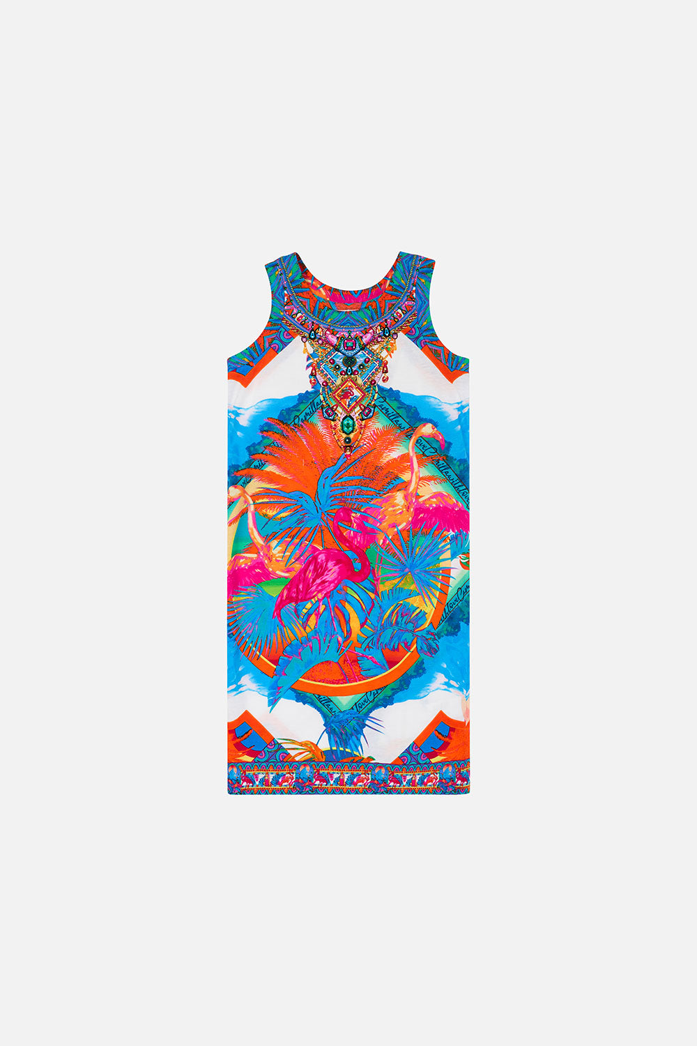 KIDS JERSEY TANK DRESS 12-14 FLAMENCO FLAMINGO