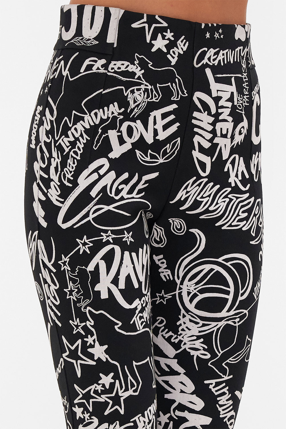 HIGH WAISTED PONTE PANT SPIRIT SCRIBBLE