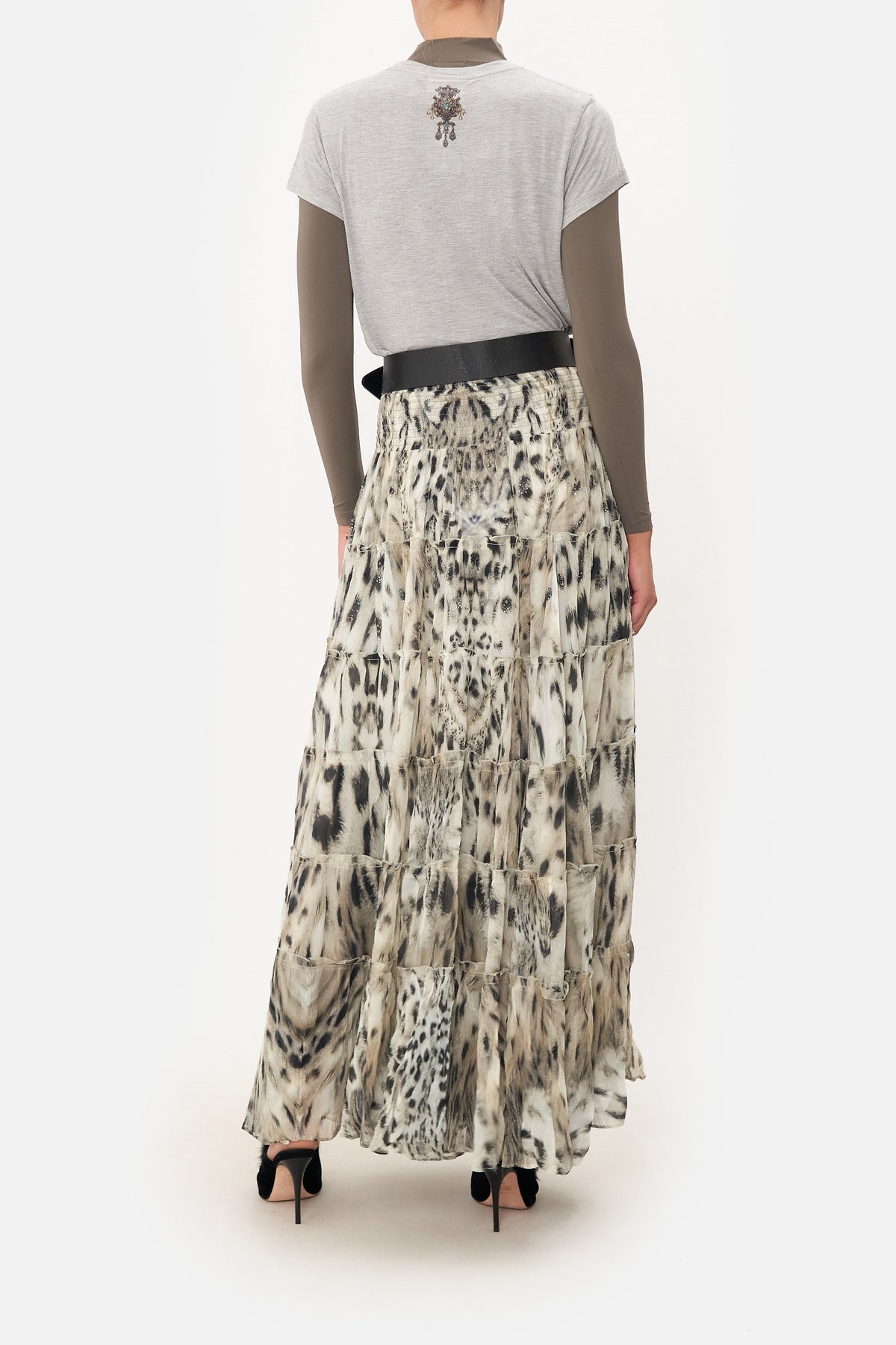 SHEER TIERED MAXI SKIRT SNOW WHISPERS