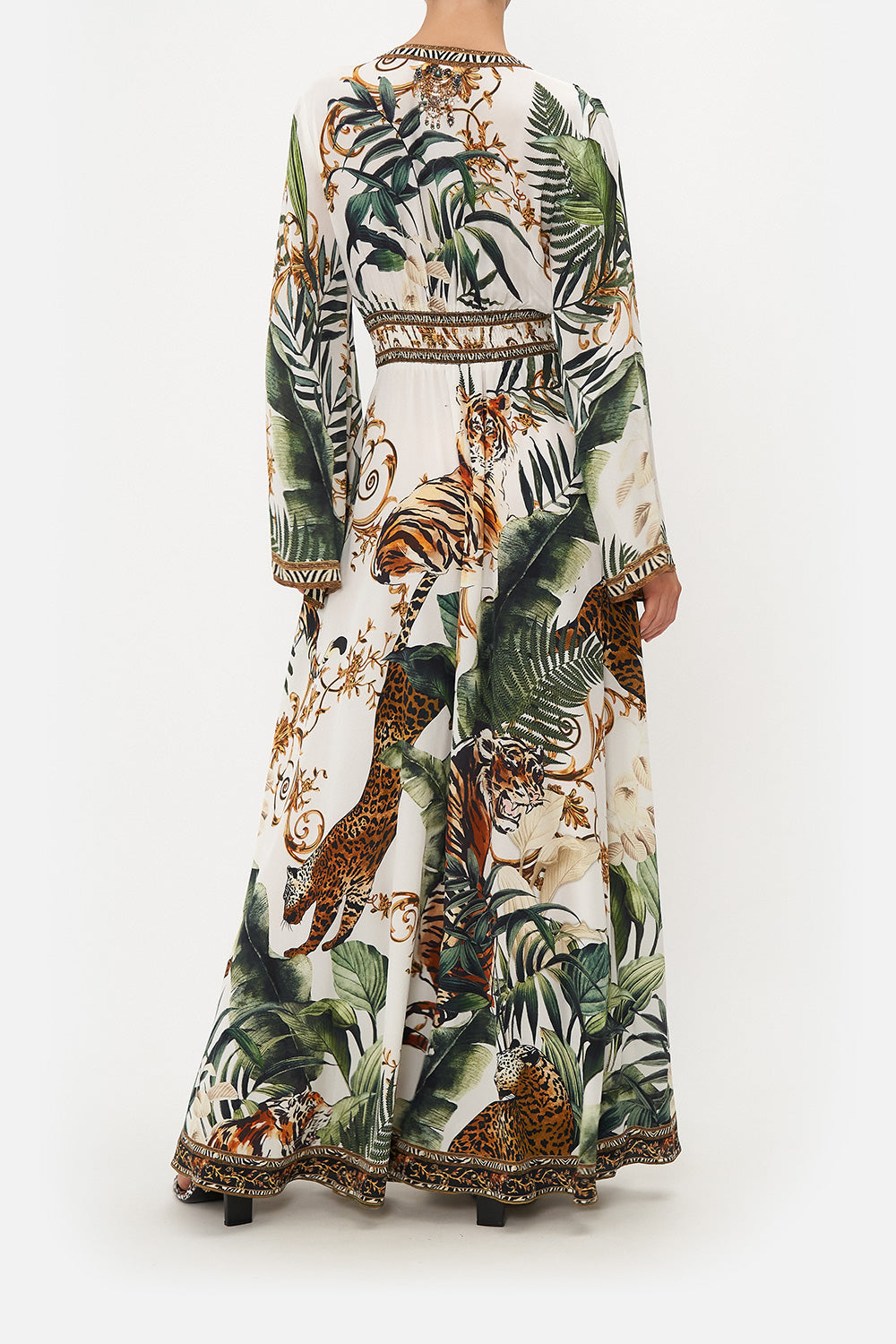 KIMONO SLEEVE DRESS WITH SHIRRING DETAIL TIGER TRAP