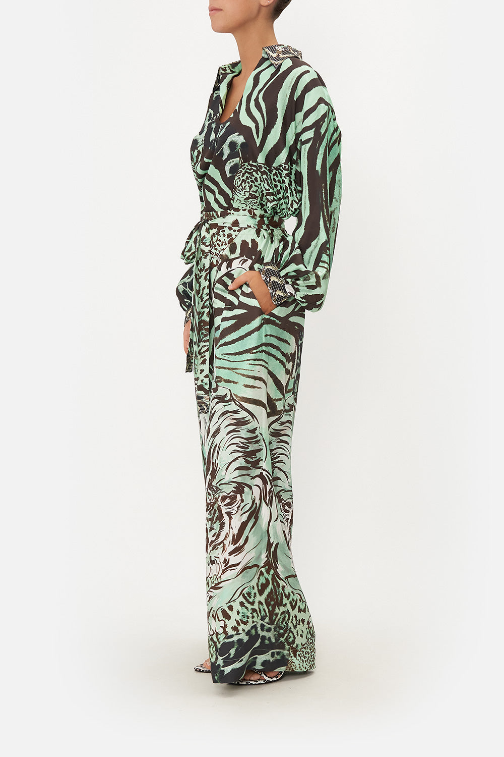 PAPERBAG WAIST WIDE LEG PANT LEOPARD LORE