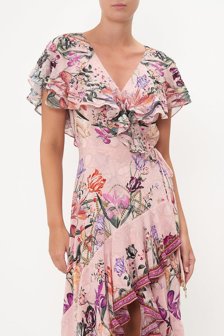 FRILL SLEEVE LONG DRESS BIRDS AND THE BEES