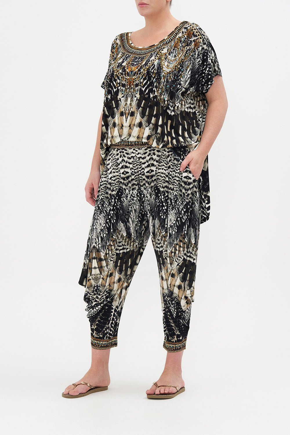 JERSEY DRAPE PANT WITH POCKET NIGHT OWL