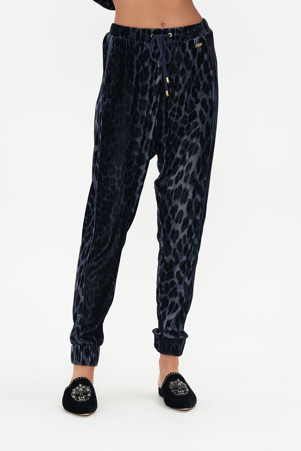 VELOUR DROP CROTCH PANT SHES A CRAZY CAT