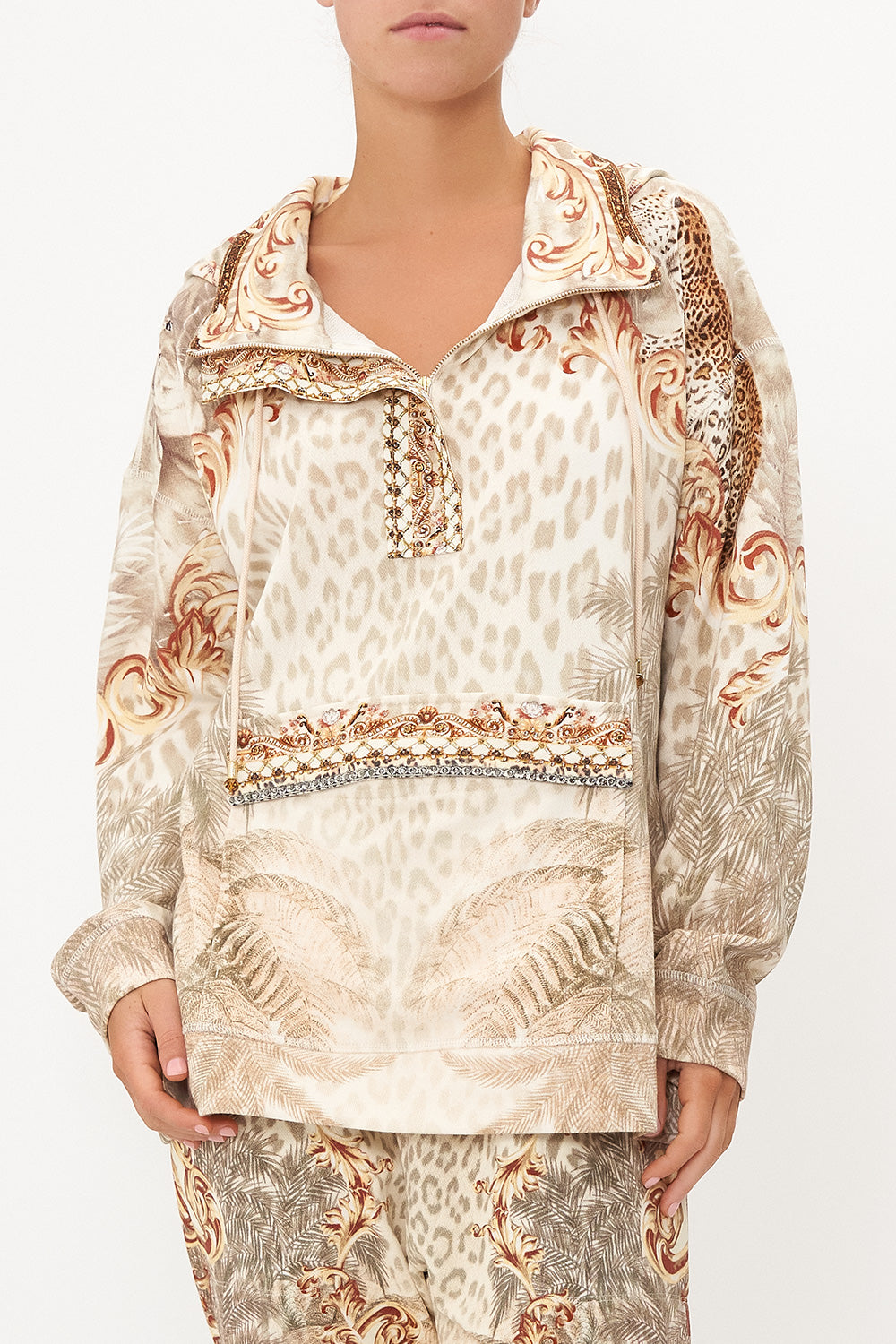 HALF ZIP HOODIE WITH POCKET FLAP PALAZZO PARTY