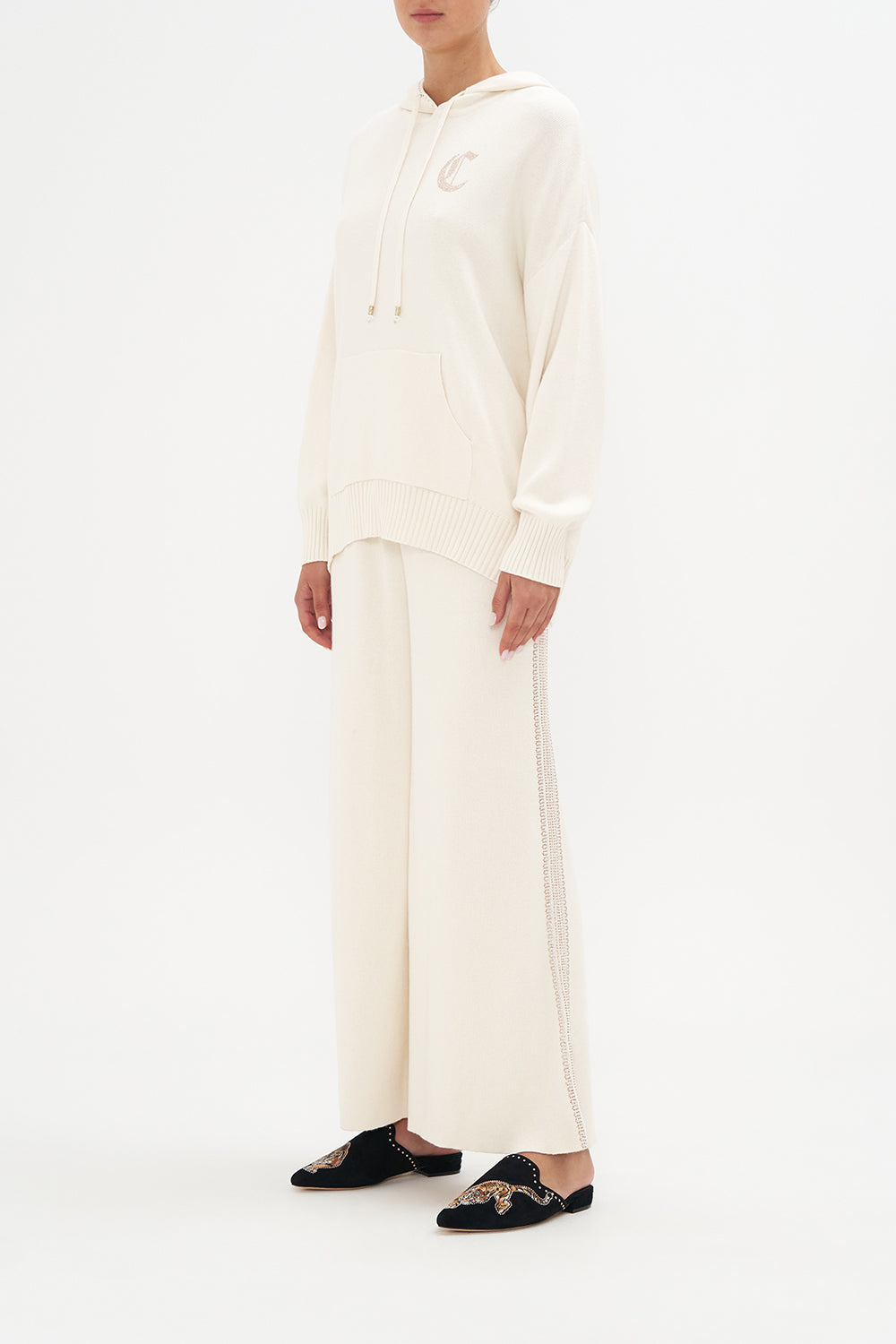 COTTON CASHMERE KNIT HOODIE CAT NAP