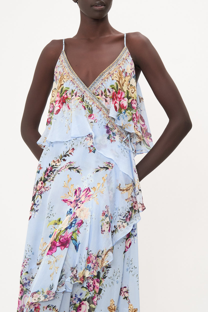 RUFFLE OVERLAYER WRAP DRESS NOT A WALLFLOWER