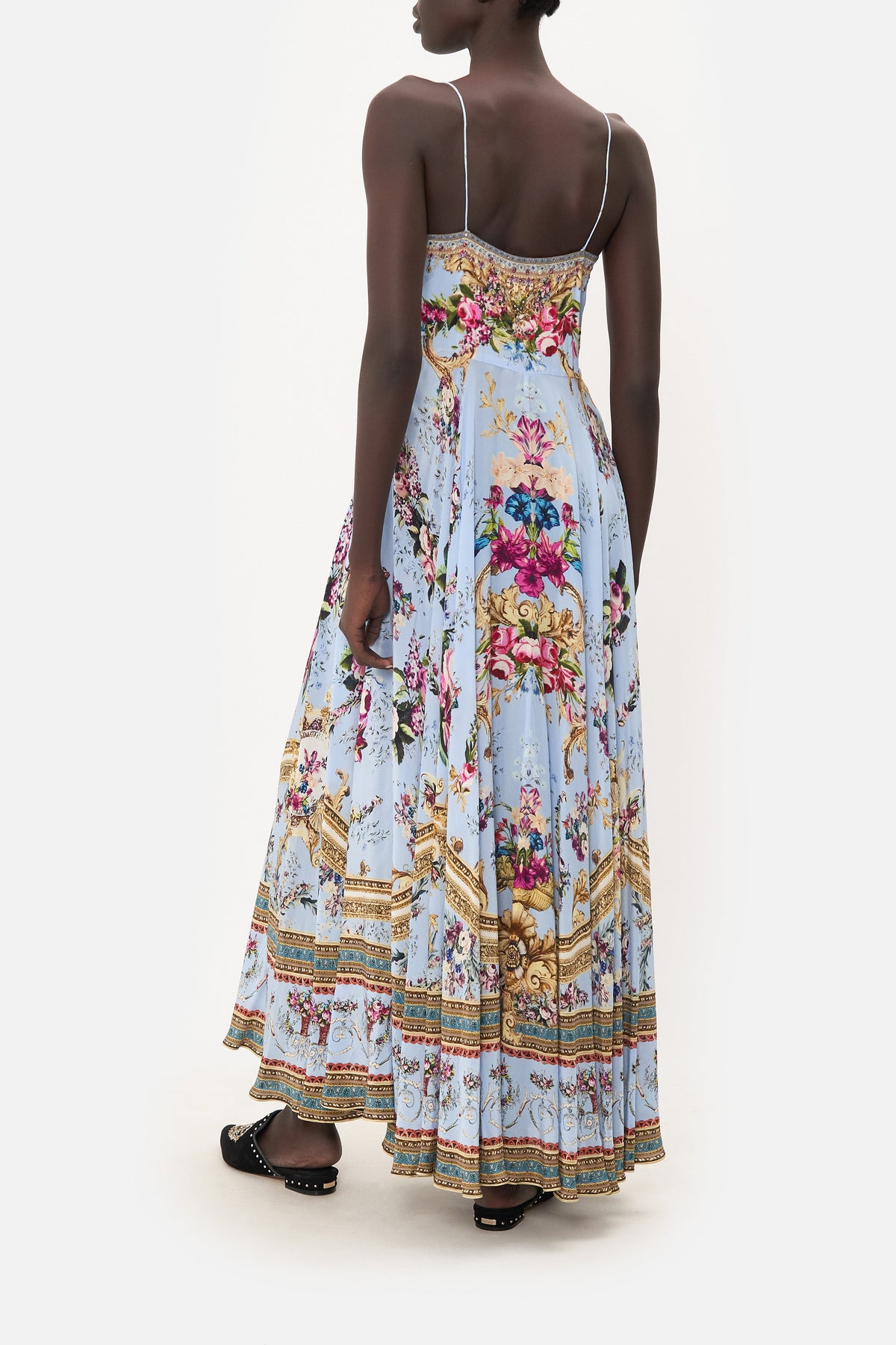 LONG DRESS WITH TIE FRONT FLORAFUL