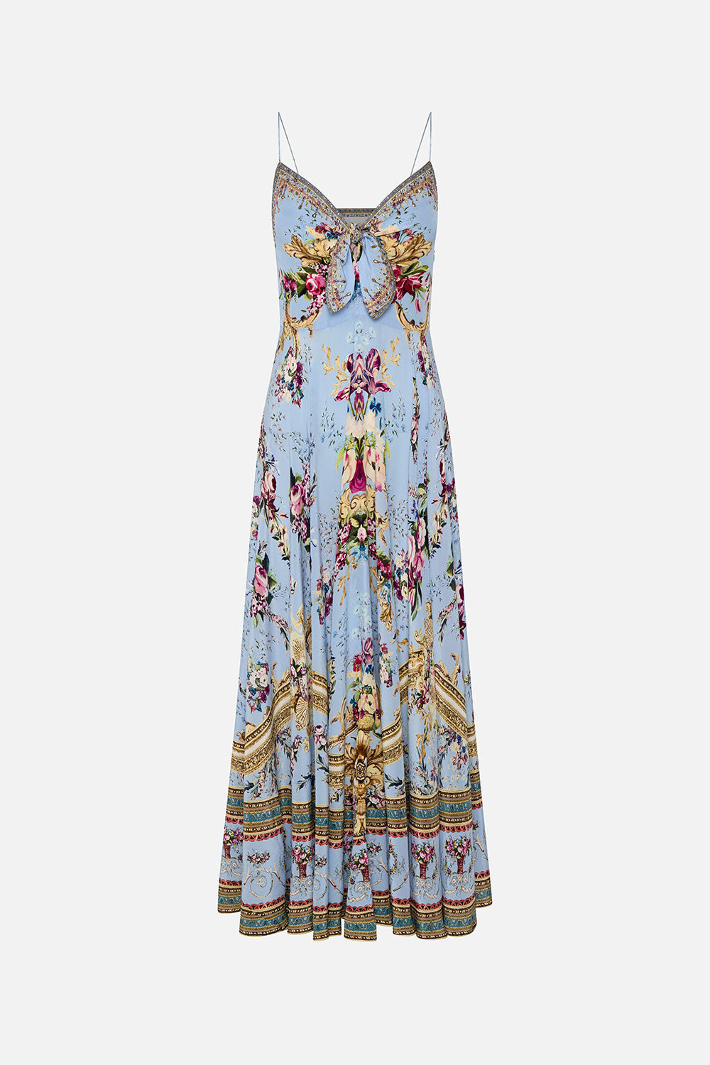 LONG DRESS WITH TIE FRONT FLORAFUL