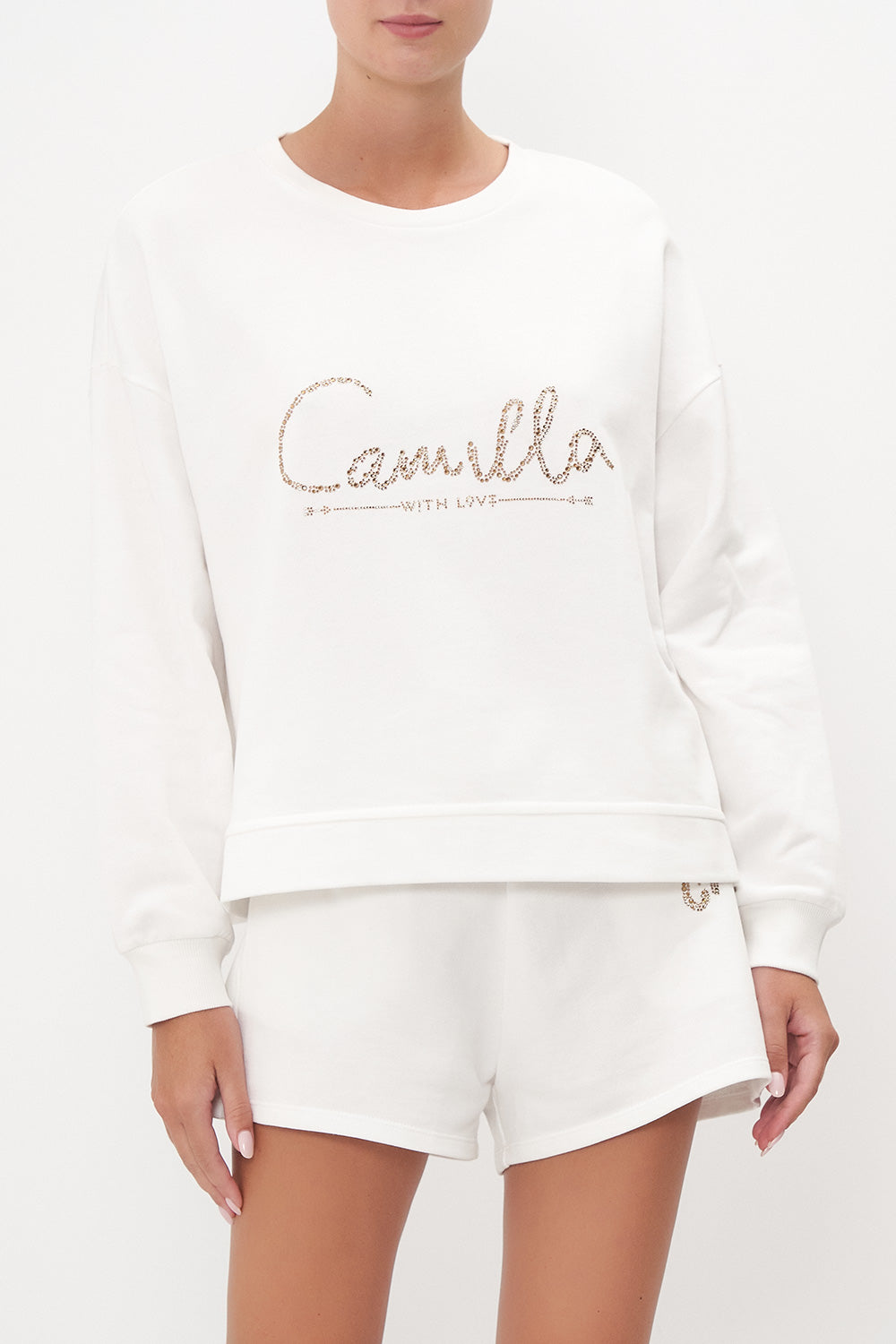 SHORT RELAXED SWEATER LOGO CAPSULE - SOLID WHITE