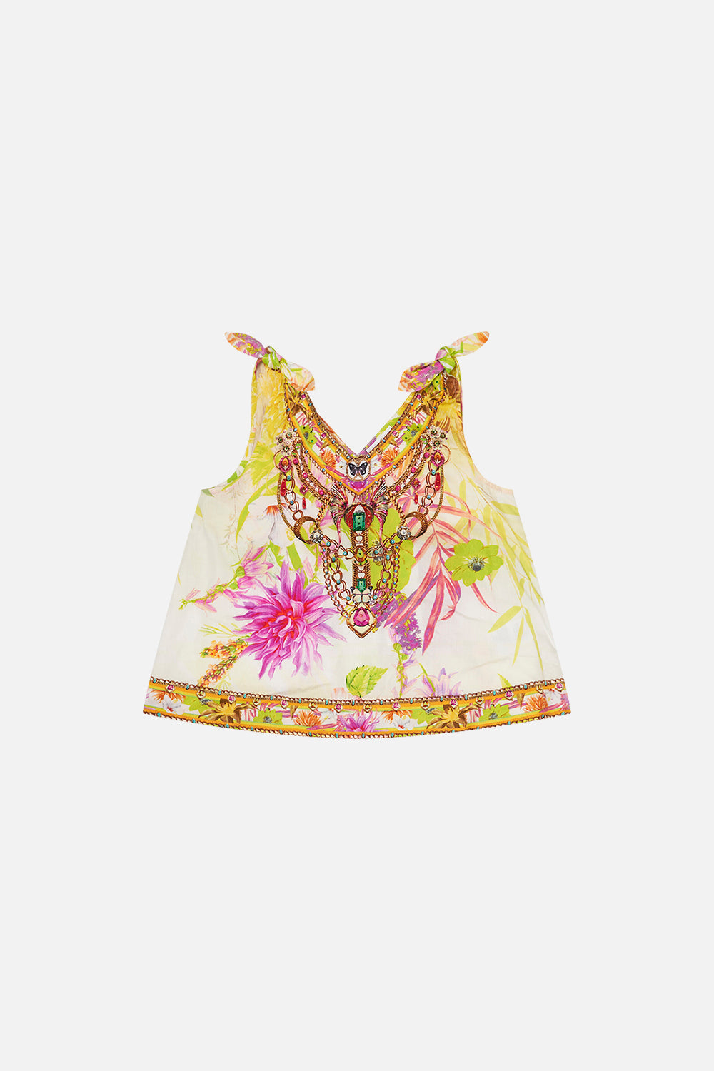 Kids Tie Shoulder Top 12-14 How Does Your Garden Grow print by CAMILLA