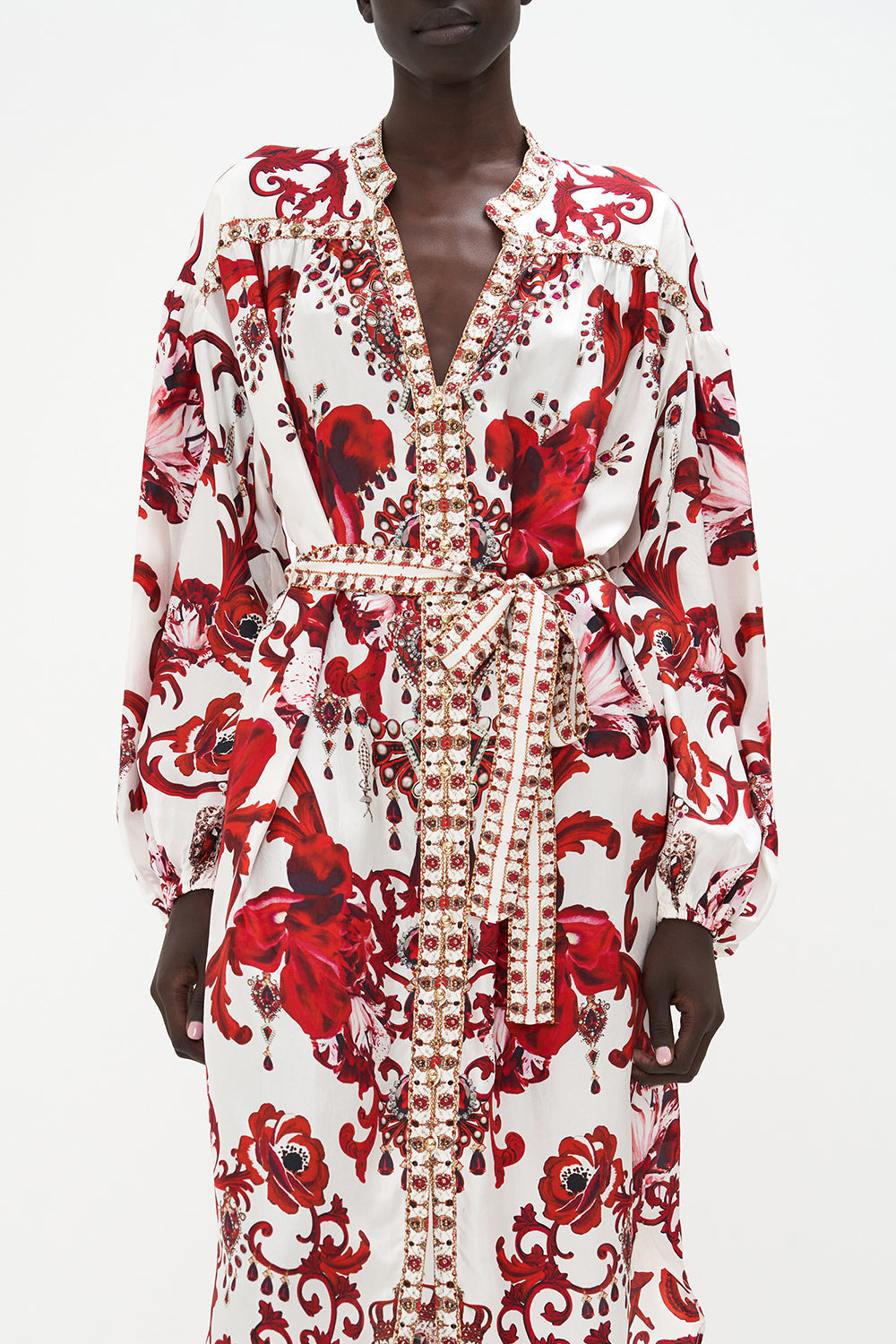 BLOUSON SLEEVE MIDI DRESS CROWN OF THORNS