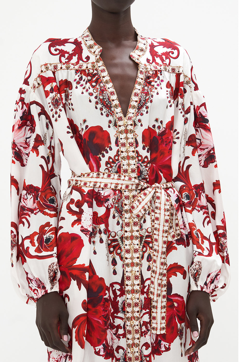 BLOUSON SLEEVE MIDI DRESS CROWN OF THORNS