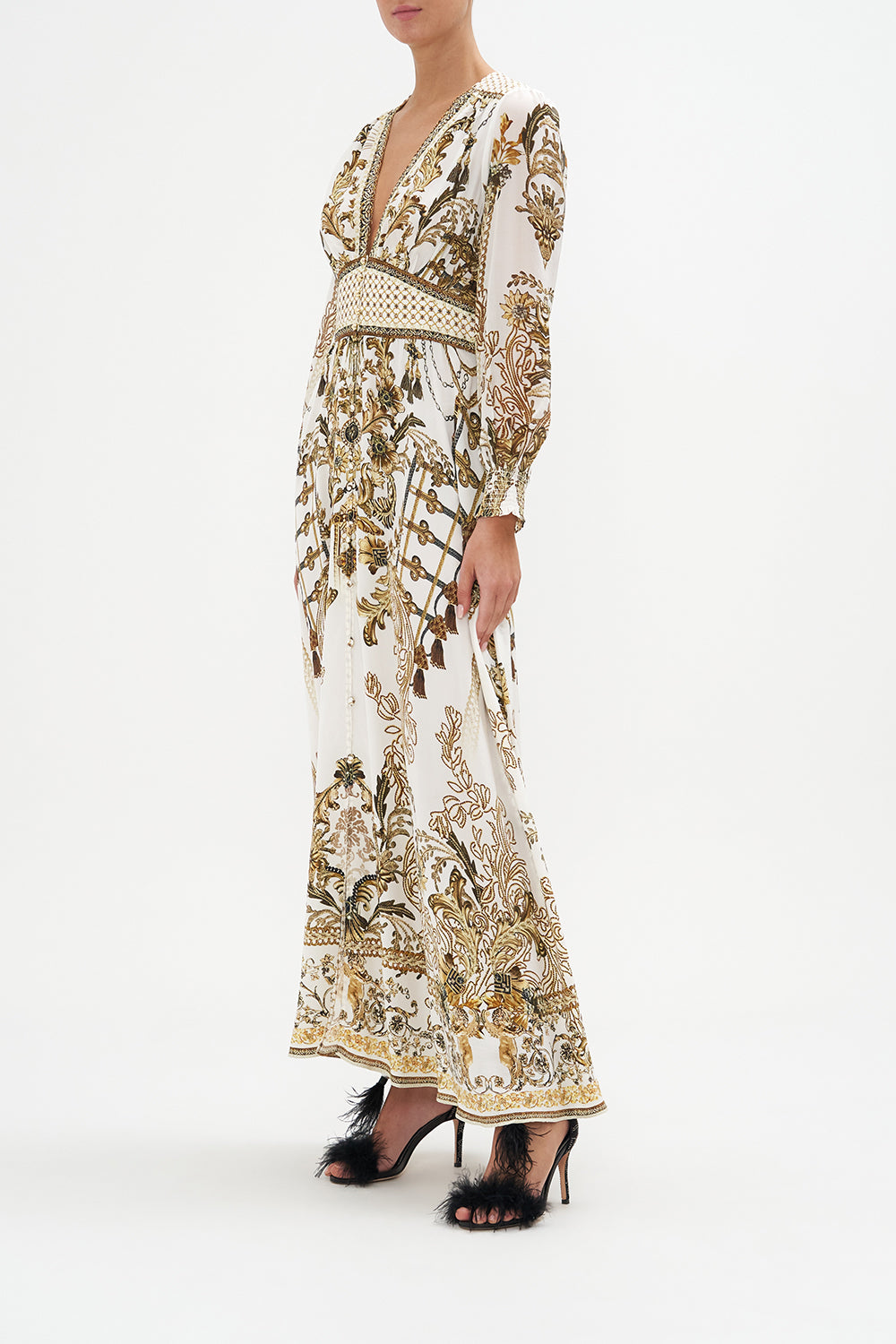 BUTTON DRESS WITH SHAPED WAISTBAND ROAD TO RICHESSE